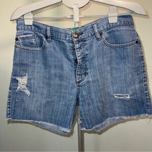 90s Roxy Denim Cut Off Boyfriend Shorts, Button Fly, Distressed, Y2K, Juniors 9‌